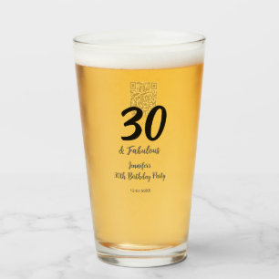 30th birthday add name date year black  glass
