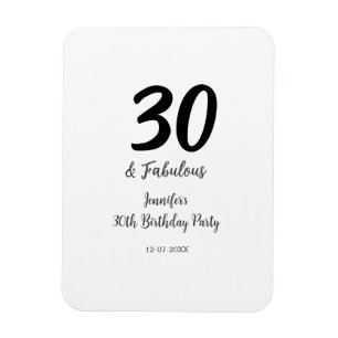 30th birthday add name date year black  magnet