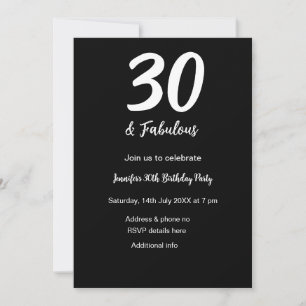 30th birthday add name date year black QR Invitation