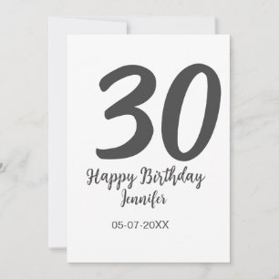 30th birthday add name date year black template