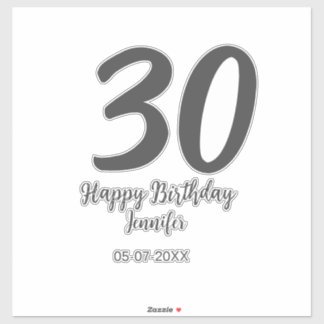 30th birthday add name date year black template 