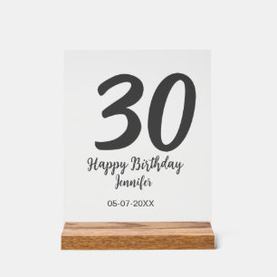 30th birthday add name date year black template acrylic sign