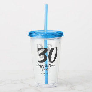 30th birthday add name date year black template  acrylic tumbler