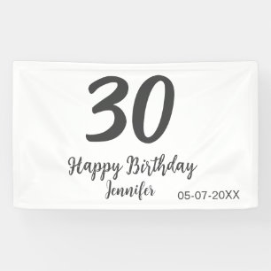 30th birthday add name date year black template banner
