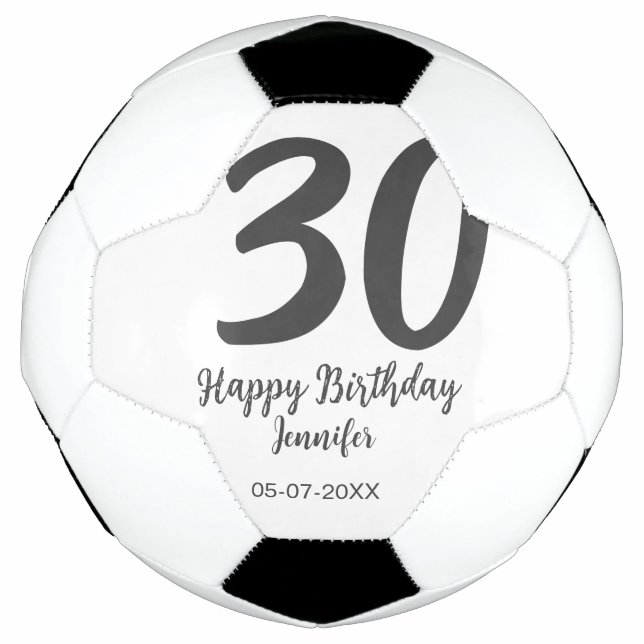 30th birthday add name date year black template  football (Front)