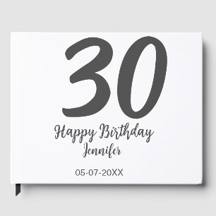 30th birthday add name date year black template guest book
