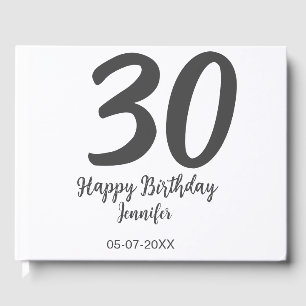 30th birthday add name date year black template  guest book