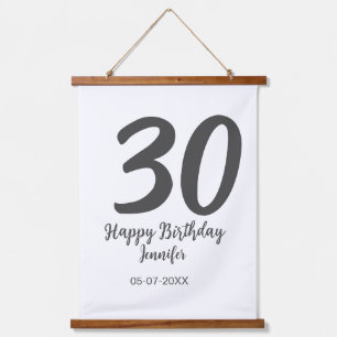 30th birthday add name date year black template  hanging tapestry