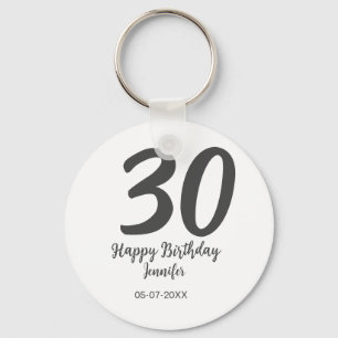 30th birthday add name date year black template  key ring