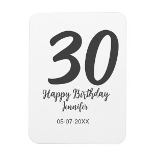 30th birthday add name date year black template magnet