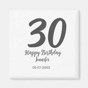 30th birthday add name date year black template  magnet