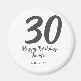 30th birthday add name date year black template  magnet