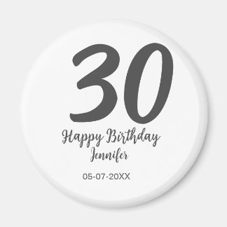 30th birthday add name date year black template  magnet