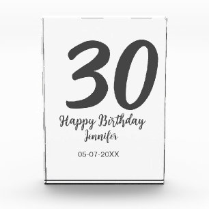 30th birthday add name date year black template photo block