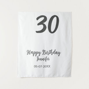 30th birthday add name date year black template  tapestry