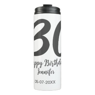 30th birthday add name date year black template  thermal tumbler