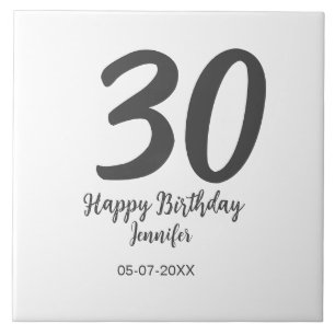 30th birthday add name date year black template tile