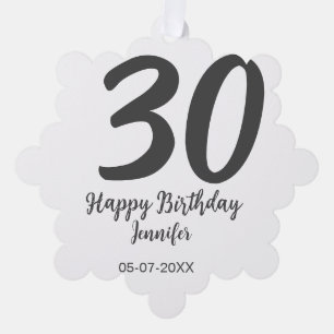 30th birthday add name date year black template tree decoration card