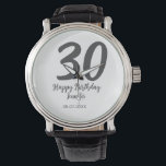 30th birthday add name date year black template watch<br><div class="desc">editable design</div>