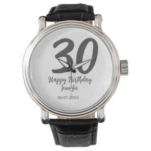 30th birthday add name date year black template watch
