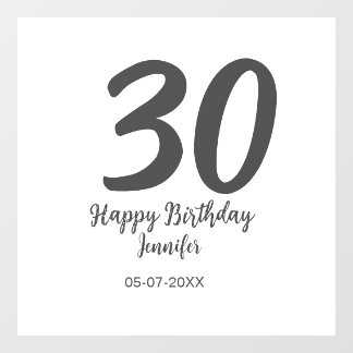 30th birthday add name date year black template  window cling