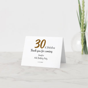 30th birthday add name date year black thank you card