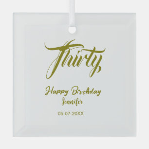 30th birthday add name date year gold template thi glass tree decoration