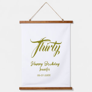 30th birthday add name date year gold template thi hanging tapestry