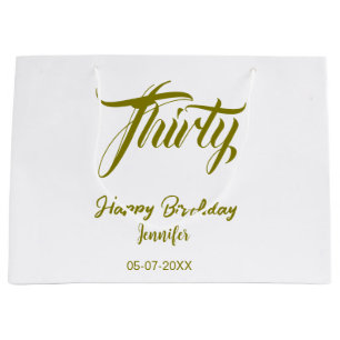 30th birthday add name date year gold template thi large gift bag