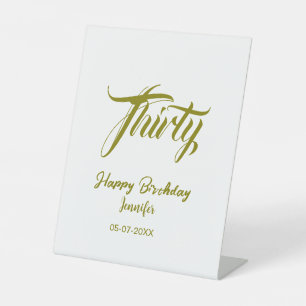 30th birthday add name date year gold template thi pedestal sign