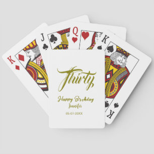 30th birthday add name date year gold template thi playing cards