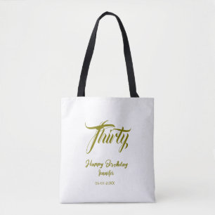 30th birthday add name date year gold template thi tote bag