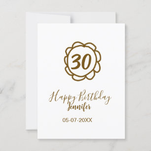 30th birthday add name date year golden flower tex postcard