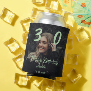 30th birthday add name date year green pastel bold can cooler