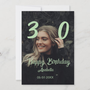 30th birthday add name date year green pastel bold invitation