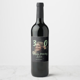 30th birthday add name date year green pastel bold wine label