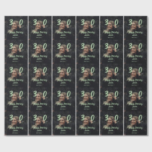 30th birthday add name date year green pastel bold wrapping paper