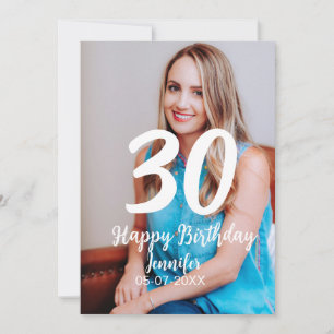 30th birthday add name date year white photo invitation