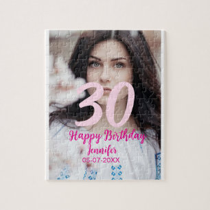 30th birthday add name date year white photo jigsaw puzzle