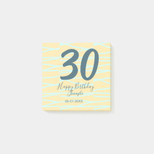 30th birthday add name date year yellow blue paste post-it notes