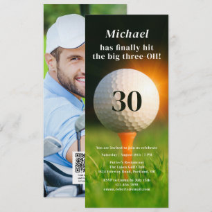 30th Birthday Adult Party Golf Photo QR Code Invitation