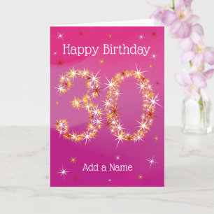 30th Birthday - age 30 star numbers - Pink Card