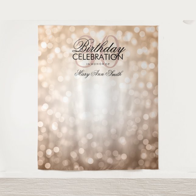30th Birthday Backdrop Rose Gold Glitter Lights Tapestry (Front)
