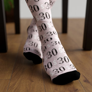 30th Birthday Balloon Pattern Monogram Pink Socks