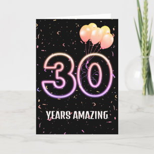 30th Birthday Balloons and Confetti Card