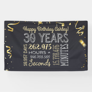 30th Birthday Banner - 30 Years in Hours & Seconds