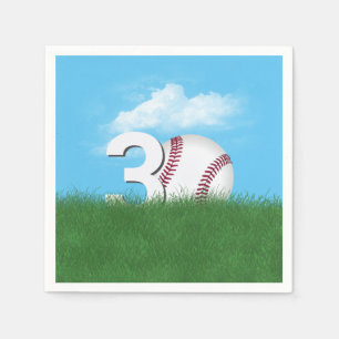 30th Birthday Baseball In Green Grass Napkin