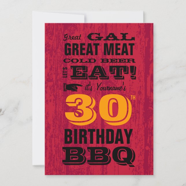 30th Birthday BBQ Grill Out Invitation (Front)