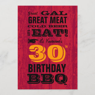 30th Birthday BBQ Grill Out Invitation