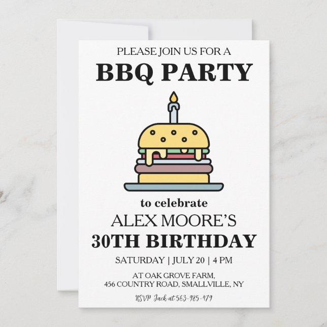 30th birthday bbq invitations (Front)